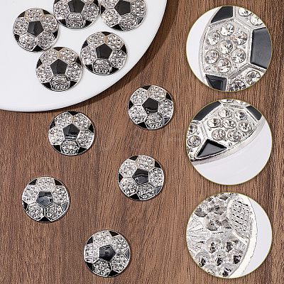 10Pcs Sports Balls Alloy Rhinestone Cabochons FIND-SC0023-42-1