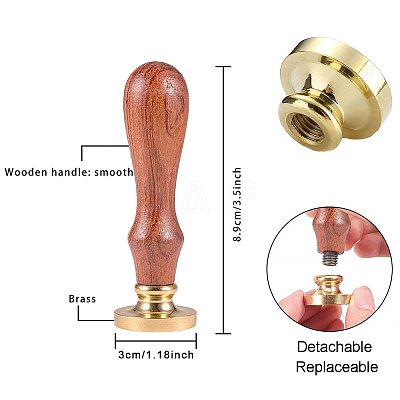 Brass Wax Seal Stamp with Handle AJEW-WH0184-0011-1