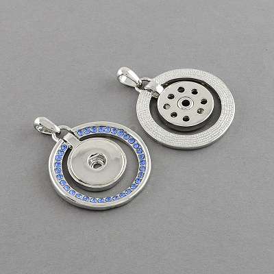 Platinum Plated Brass Snap Pendant Makings Fit Snap Button X-ALRI-R033-19K-1