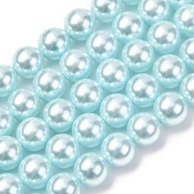 Electroplated Shell Pearl Beads Strands BSHE-G041-8mm-03-1