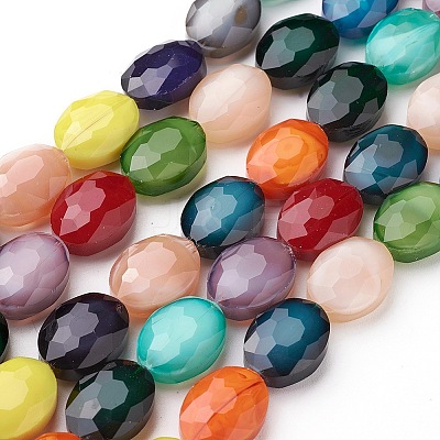 Pearl Luster Plated Glass Bead Strands X-EGLA-E037-PL08-1