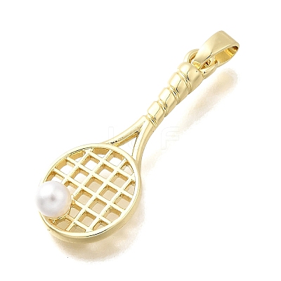 Brass ABS Imitation Pearl Pendants KK-P336-22G-1