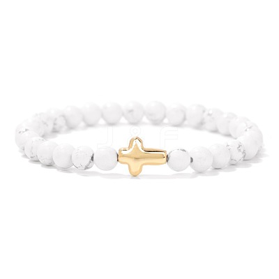 Natural Howlite Beads Stretch Bracelets PW-WG5C559-09-1