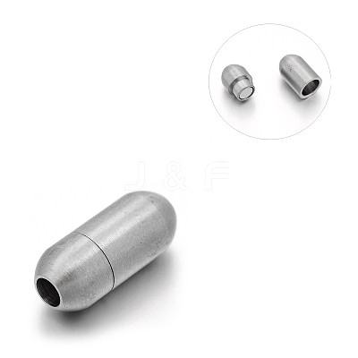 Tarnish Resistant Matte 304 Stainless Steel Barrel Magnetic Clasps with Glue-in Ends STAS-E089-06A-1