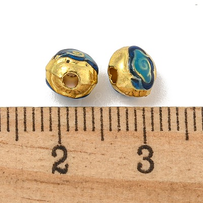 Rack Plating Brass Enamel Beads KK-P277-36G-01-1