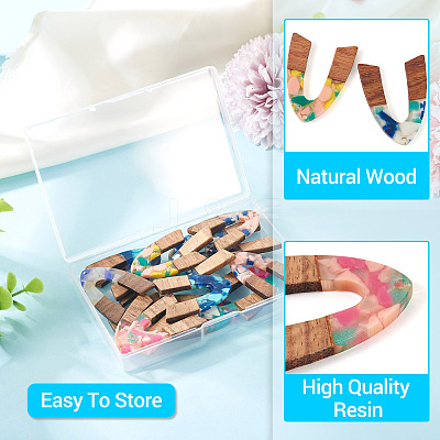 16Pcs 8 Colors Resin and Walnut Pendants FIND-TA0006-36B-1