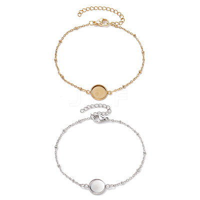 2Pcs 2 Colors 304 Stainless Steel Satellite Chain Bracelet Makings BJEW-JB10587-1