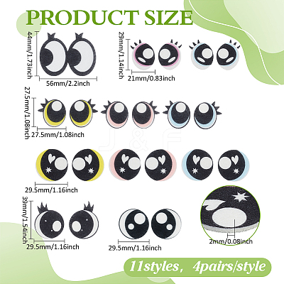 44 Pairs 11 Styles Felt Craft Doll Eye FIND-PH0025-56-1