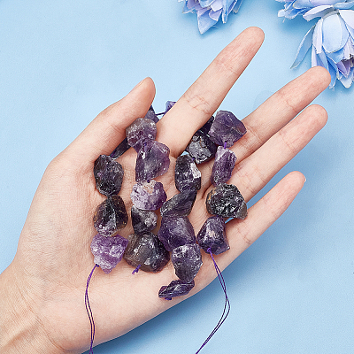 Rough Raw Natural Amethyst Beads Strands G-OC0003-75-1