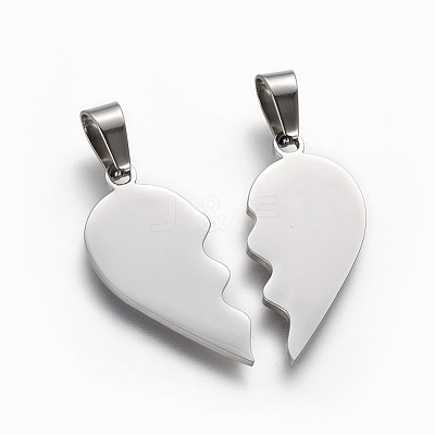 Tarnish Resistant 304 Stainless Steel Split Pendants STAS-F214-01P-1