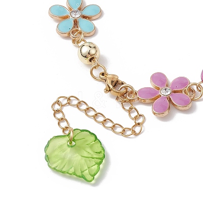 Zinc Alloy Flower Flower Link Chain Bracelets BJEW-JB10006-1