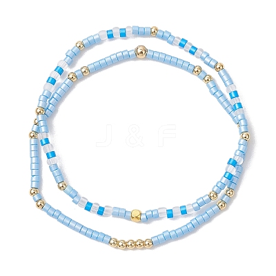 2Pcs Glass Seed Beaded Stretch Bracelets Sets for Women BJEW-MZ00296-02-1