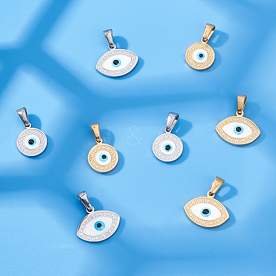 8Pcs 4 Style 304 Stainless Steel Pendants STAS-DC0010-02-1