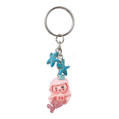 Mermaid Opaque Resin Pendant Keychain KEYC-JKC00624-04-1