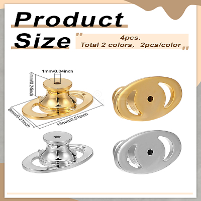 4Pcs 2 Colors Brass Ear Nuts KK-LP0002-08-1