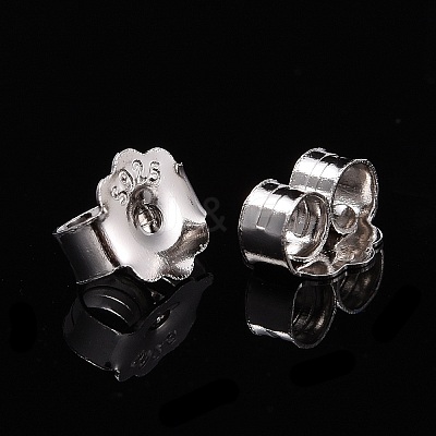 Rhodium Plated 925 Sterling Silver Friction Ear Nuts STER-L063-09P-1
