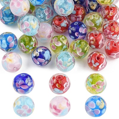 10Pcs Round Lampwork Beads LAMP-YW0001-60A-1
