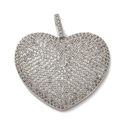 Brass Micro Pave Clear Cubic Zirconia Pendants KK-U076-22P-1