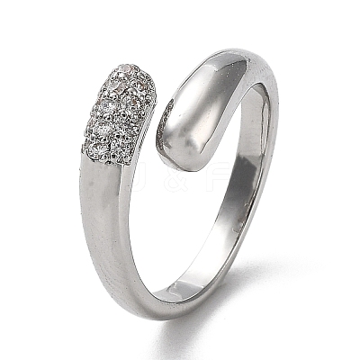 Rack Plating Brass Micro Pave Cubic Zirconia Open Cuff Rings RJEW-Q777-12P-1