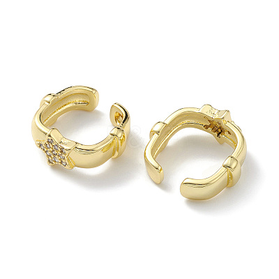 Clear Cubic Zirconia Star Cuff Earring EJEW-H135-05G-1