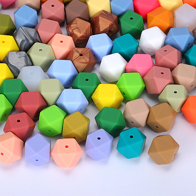 Hexagonal Silicone Focal Beads SI-JX0020A-113-1