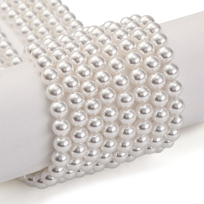 Baking Paint Pearlized Glass Pearl Round Bead Strands PEAR-H019-02A-04-1