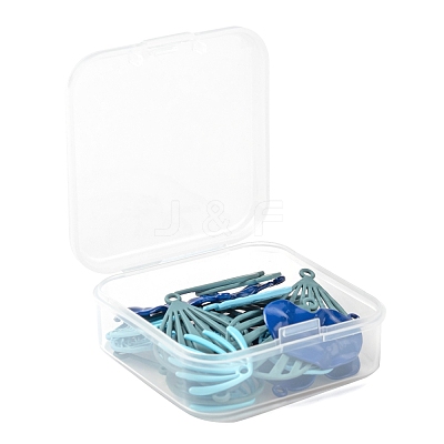 24Pcs 6 Style Blue Series Spray Painted Alloy Pendants FIND-LS0001-62-1