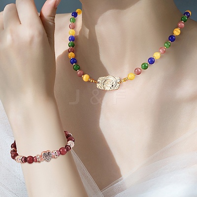 DIY Round Cat Eye Beads Bracelet Making Kit DIY-SZ0006-56D-1