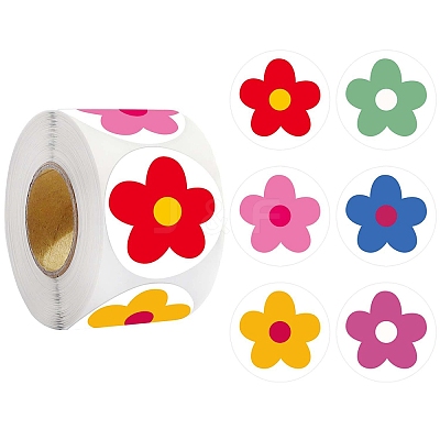 500Pcs Flower Stickers AJEW-S089-09-1