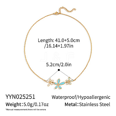 304 Stainless Steel Enamel Flower Pendant Necklaces for Women HM6376-3-1