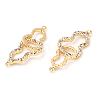 Brass Micro Pave Clear Cubic Zirconia Connector Charms KK-B074-08G-1