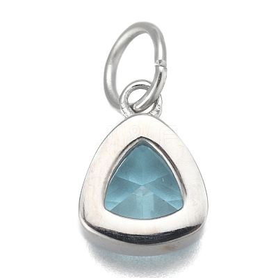 304 Stainless Steel Cubic Zirconia Pendant ZIRC-P080-B03-1
