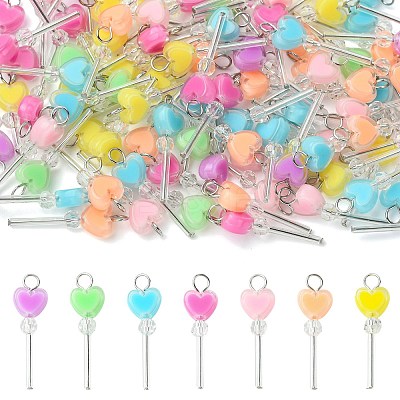 100Pcs Acrylic & Glass Pendants PALLOY-CJ00180-1