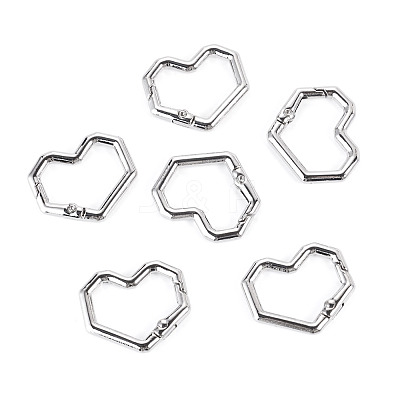 6Pcs Heart Alloy Spring Gate Rings FIND-TA0011-14B-1
