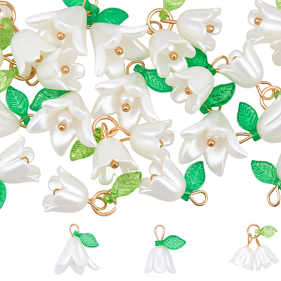 30Pcs Pearlized Acrylic Penadnts FIND-BM0001-66-1