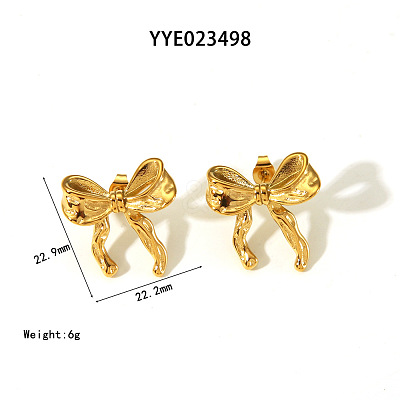 Elegant 304 Stainless Steel Bowknot Stud Earrings CR5364-6-1