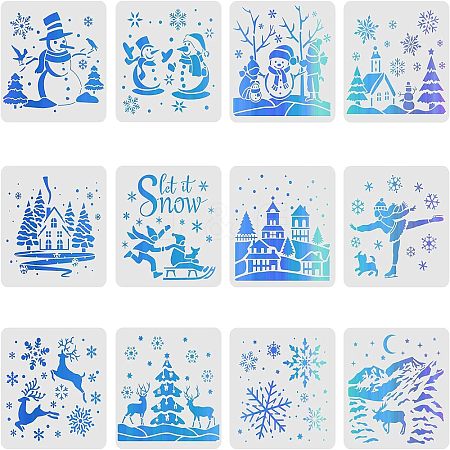 Large Plastic Reusable Drawing Painting Stencils Templates Sets DIY-WH0172-115-1