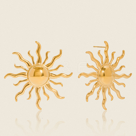 304 Stainless Steel Sun Stud Earrings LS-HU6679-1-1