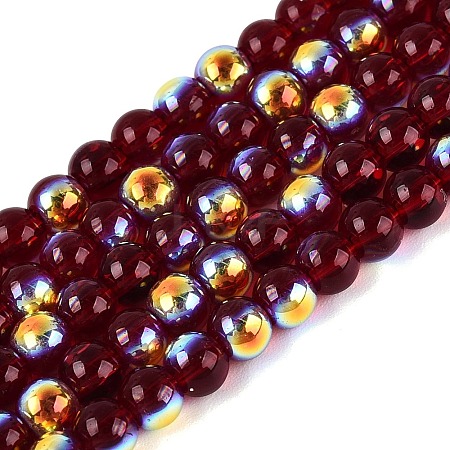 Electroplate Transparent Glass Beads Strands EGLA-Q132-4MM-A12-1