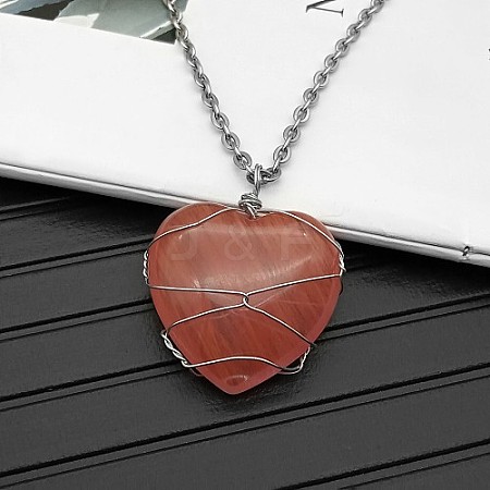 Watermelon Stone Glass Pendant Necklaces CY8832-13-1