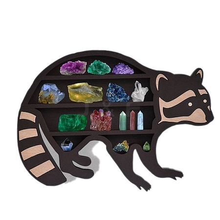 Raccoon Hanging Wooden Crystal Display Shelf PW-WGF7C21-01-1