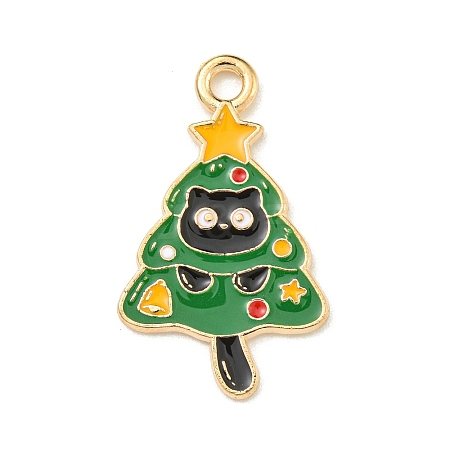 Christmas Kitty Alloy Enamel Pendants ENAM-I060-02B-1