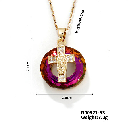 Vintage Sparkling Rhinestone Cross Virgin Pendant Necklaces HU5269-7-1