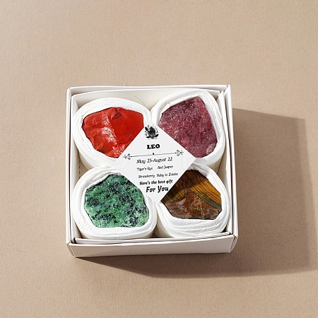4Pcs 12 Zodiac Signs Series Natural Mixed Gemstone Decorations DJEW-B016-05-1