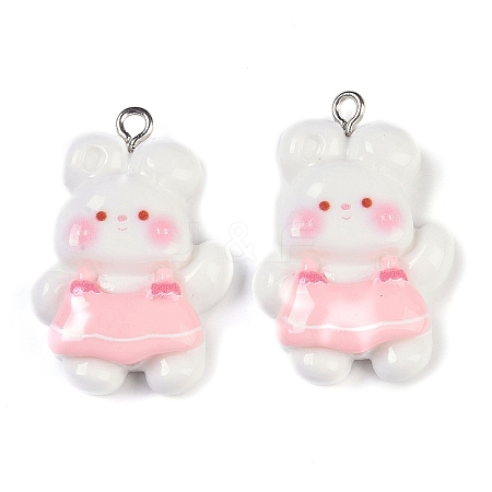 Rabbit Resin Pendants RESI-U004-02B-1