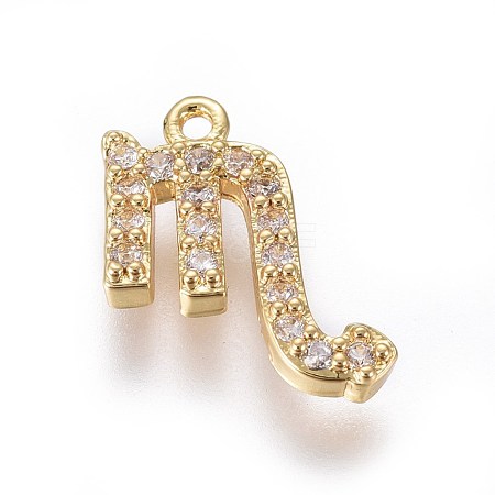 Golden Plated Brass Micro Pave Cubic Zirconia Charms ZIRC-L075-51I-1