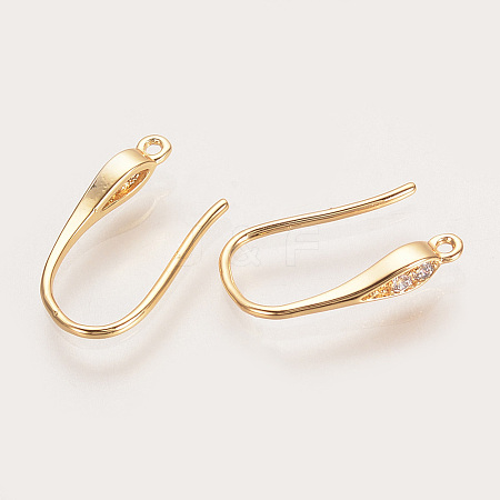 Brass Cubic Zirconia Earring Hooks LS-KK-S336-41G-1