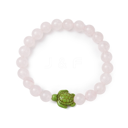 Natural Rose Quartz Beaded Stretch Bracelets for Women BJEW-JB11095-06-1