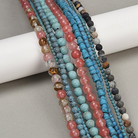 Synthetic Mixed Gemstone Beads Strands G-F591-21-1