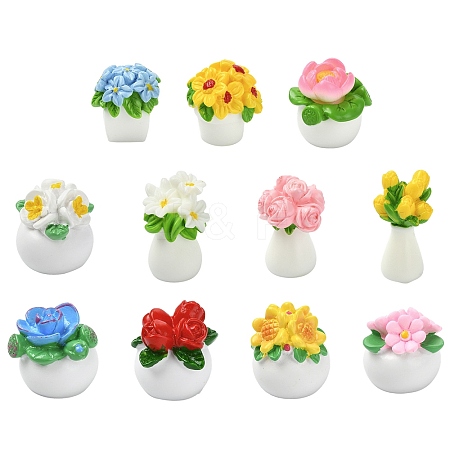 22 Pcs 11 Styles Resin Flower Ornaments DJEW-CJ0001-24-1